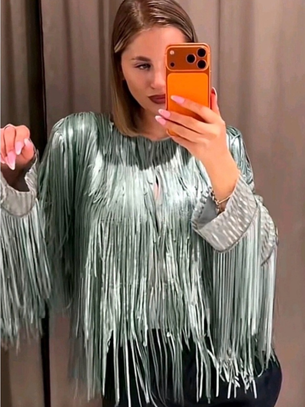 Zara ZW COLLECTION FRINGED SEQUIN JACKET